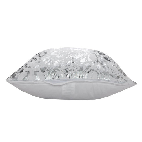 Set of Two 20" White And Silver Cotton Throw Pillows