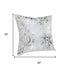 Set of Two 20" White And Silver Cotton Throw Pillows