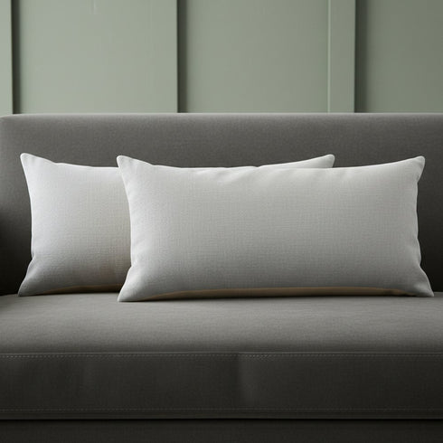 Set of Two 14" X 36" Gray Lumbar Cotton Throw Pillows