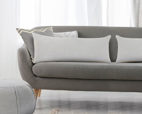 Set of Two 14" X 36" Gray Lumbar Cotton Throw Pillows