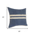 Set of Two 20" Blue And White Striped Cotton Throw Pillows with Tufts
