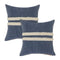 Set of Two 20" Blue And White Striped Cotton Throw Pillows with Tufts