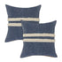 Set of Two 20" Blue And White Striped Cotton Throw Pillows with Tufts
