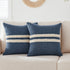 Set of Two 20" Blue And White Striped Cotton Throw Pillows with Tufts