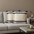 Set of Two 20" Blue And White Striped Cotton Throw Pillows with Fringe