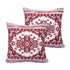 Set of Two 20" Red And White Geometric Cotton Blend Throw Pillows
