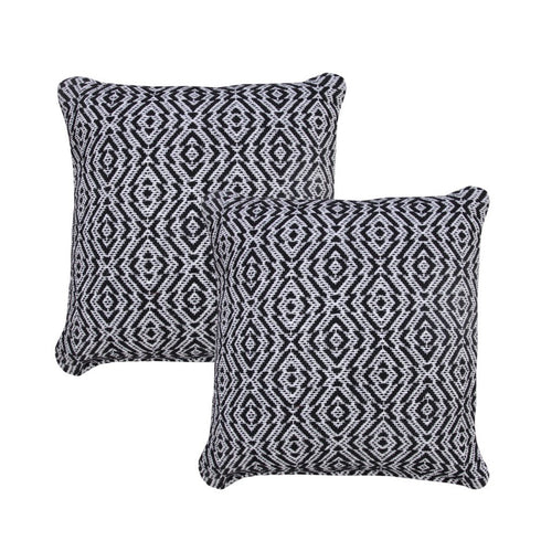 Set of Two 20" Black And White Geometric Cotton Throw Pillows