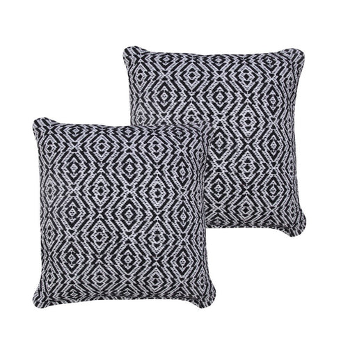 Set of Two 20" Black And White Geometric Cotton Throw Pillows