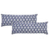 Set of Two 14" X 36" Blue And White Lumbar Damask Cotton Throw Pillows
