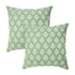 Set of Two 20" Green And Off White Damask Cotton Throw Pillows