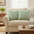 Set of Two 20" Green And Off White Damask Cotton Throw Pillows