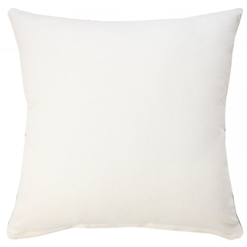 Set of Two 20" Green And Off White Damask Cotton Throw Pillows
