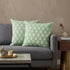 Set of Two 20" Green And Off White Damask Cotton Throw Pillows