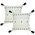 Set of Two 20" Off White And Black Geometric Cotton Throw Pillows with Tassels