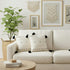 Set of Two 20" Off White And Black Geometric Cotton Throw Pillows with Tassels