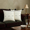 Set of Two 20" Off White And Black Geometric Cotton Throw Pillows with Tassels