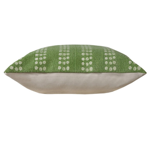Set of Two 20" Green And White Polka Dot Cotton Throw Pillows