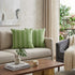 Set of Two 20" Green And White Polka Dot Cotton Throw Pillows