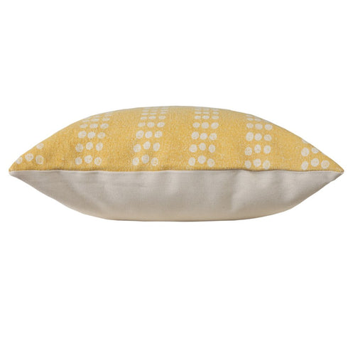 Set of Two 20" Yellow And White Polka Dot Cotton Throw Pillows