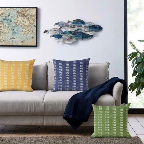 Set of Two 20" Yellow And White Polka Dot Cotton Throw Pillows