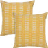 Set of Two 20" Yellow And White Polka Dot Cotton Throw Pillows