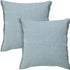 Set of Two 20" Blue Cotton Throw Pillows with Fringe