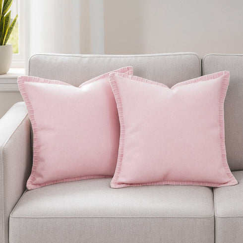 Set of Two 20" Pink Cotton Throw Pillows