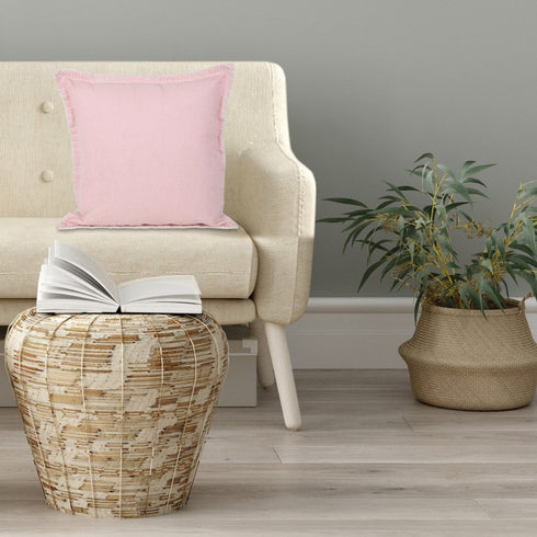 Set of Two 20" Pink Cotton Throw Pillows