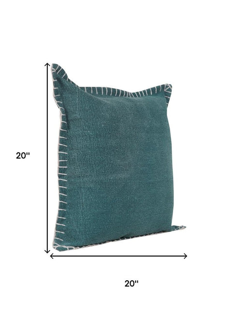 Set of Two 20" Green Cotton Throw Pillows
