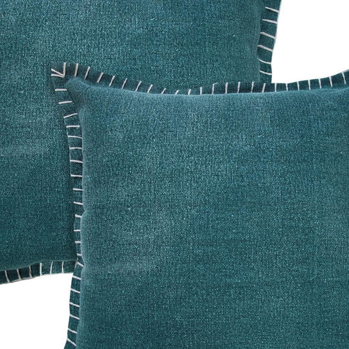 Set of Two 20" Green Cotton Throw Pillows