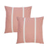 Set of Two 20" Pink And Off White Striped Recycled Poly Linen Throw Pillows