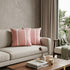 Set of Two 20" Pink And Off White Striped Recycled Poly Linen Throw Pillows