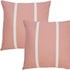 Set of Two 20" Pink And Off White Striped Recycled Poly Linen Throw Pillows