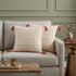 Set of Two 20" Beige And Orange Striped Cotton Blend Throw Pillows with Tassels