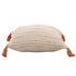 Set of Two 20" Beige And Orange Striped Cotton Blend Throw Pillows with Tassels