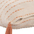 Set of Two 20" Beige And Orange Striped Cotton Blend Throw Pillows with Tassels