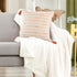 Set of Two 20" Beige And Orange Striped Cotton Blend Throw Pillows with Tassels