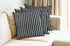 Set of Four 22" Blue And White Striped Cotton Throw Pillows