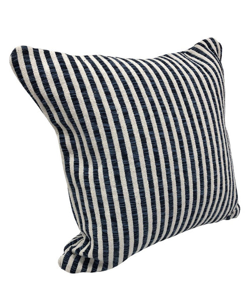 Set of Four 22" Blue And White Striped Cotton Throw Pillows