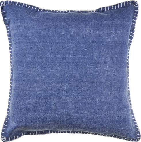 Set of Four 24" Blue Cotton Throw Pillows
