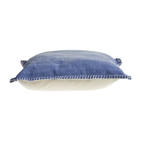 Set of Four 24" Blue Cotton Throw Pillows