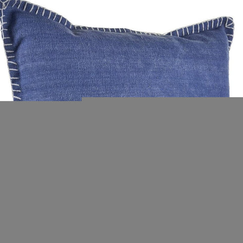 Set of Four 24" Blue Cotton Throw Pillows