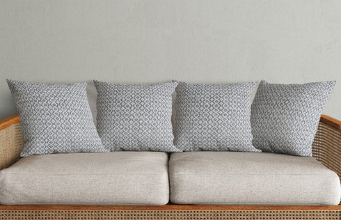 Set of Four 18" Gray And White Geometric Cotton Throw Pillows
