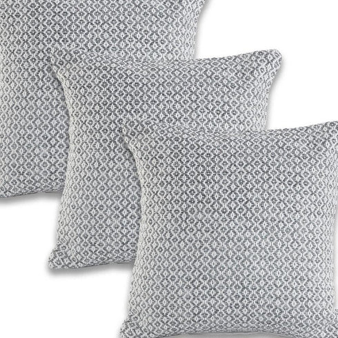 Set of Four 18" Gray And White Geometric Cotton Throw Pillows