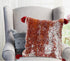 18" Red And Silver Abstract Geometric Viscose Throw Pillow Cover with Tassels
