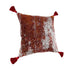 18" Red And Silver Abstract Geometric Viscose Throw Pillow Cover with Tassels