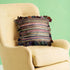 Set of Two 18" Red Pink And Indigo Floor Striped Rayon Throw Pillow Covers