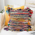 Set of Two 18" Red Pink And Indigo Floor Striped Rayon Throw Pillow Covers