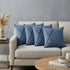 Set of Four 18" Denim Blue Diamond Cotton Throw Pillow Covers