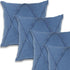Set of Four 18" Denim Blue Diamond Cotton Throw Pillow Covers